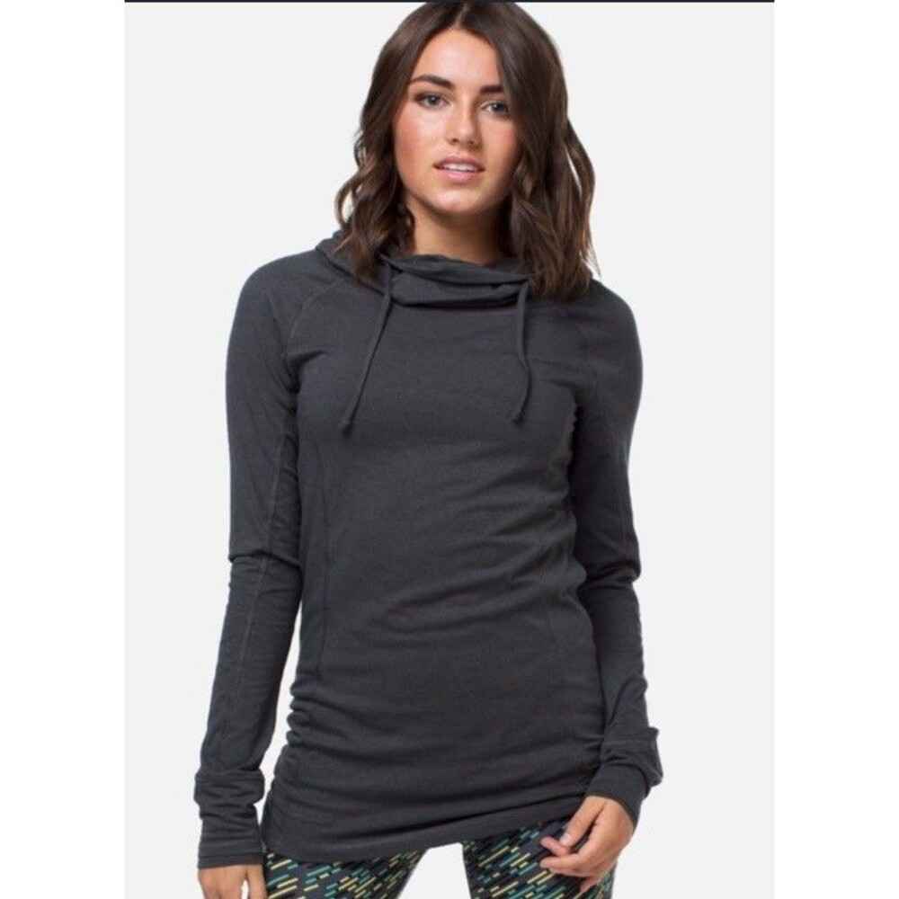 Cariloha Bamboo Cowl Neck Hoodie Womens L Grey Pullover *Missing Drawstring*